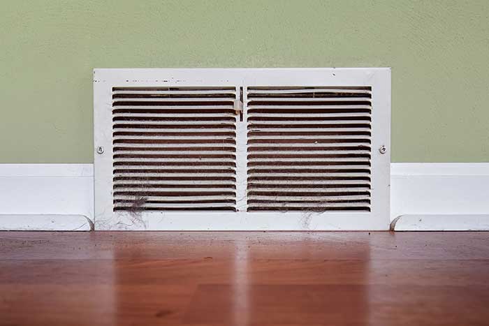 Floor vent needing air duct cleaning