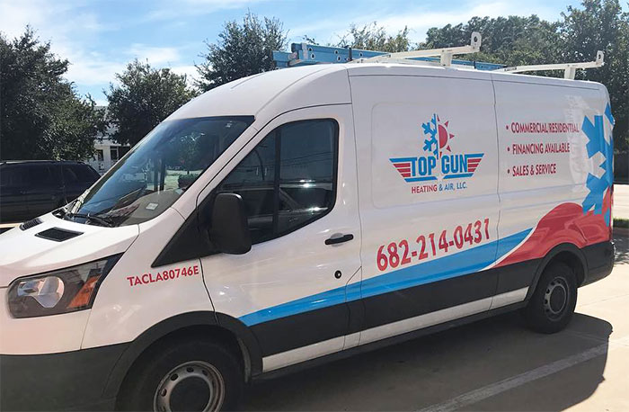 Top Gun Heating & Air service van.