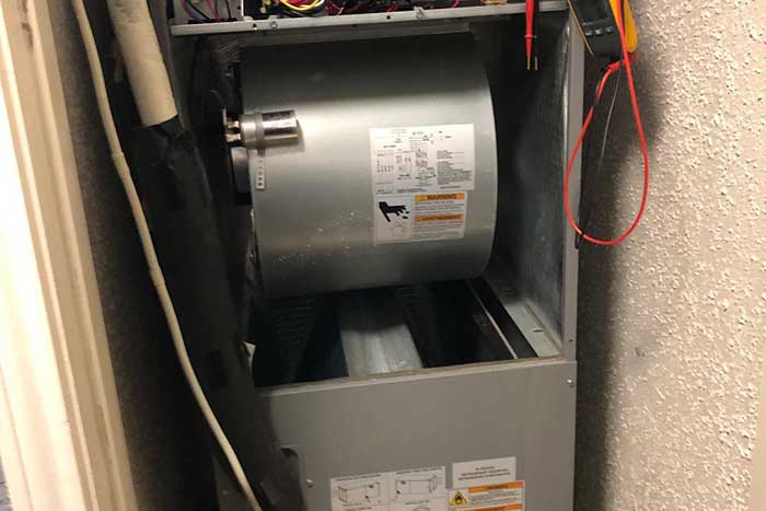HVAC air handler inspection in progress