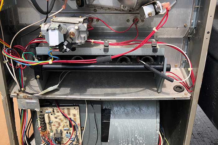 Home furnace being service