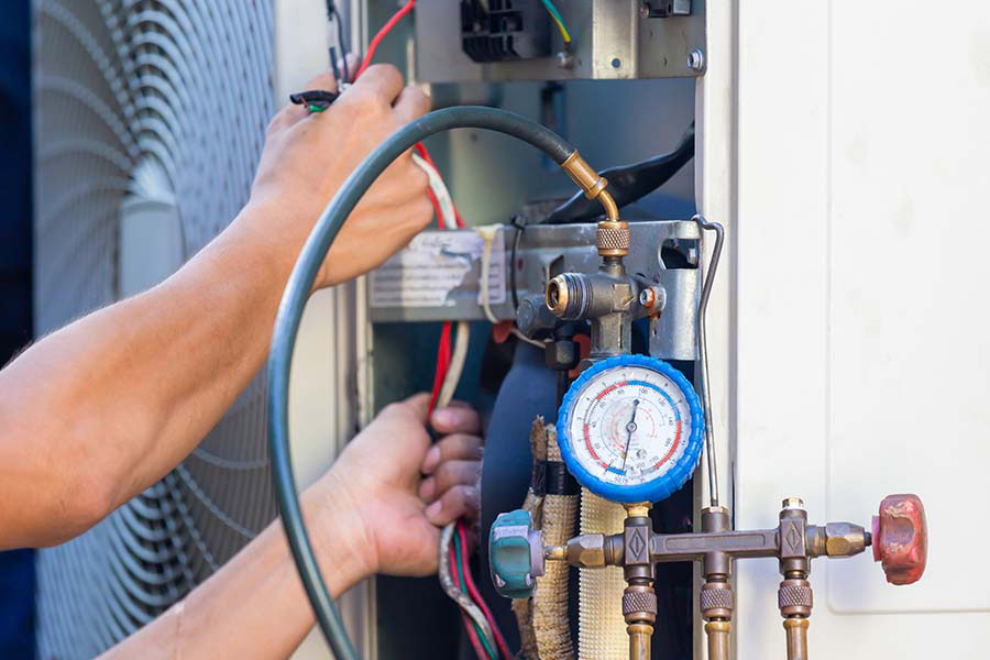HVAC unit open for AC repair